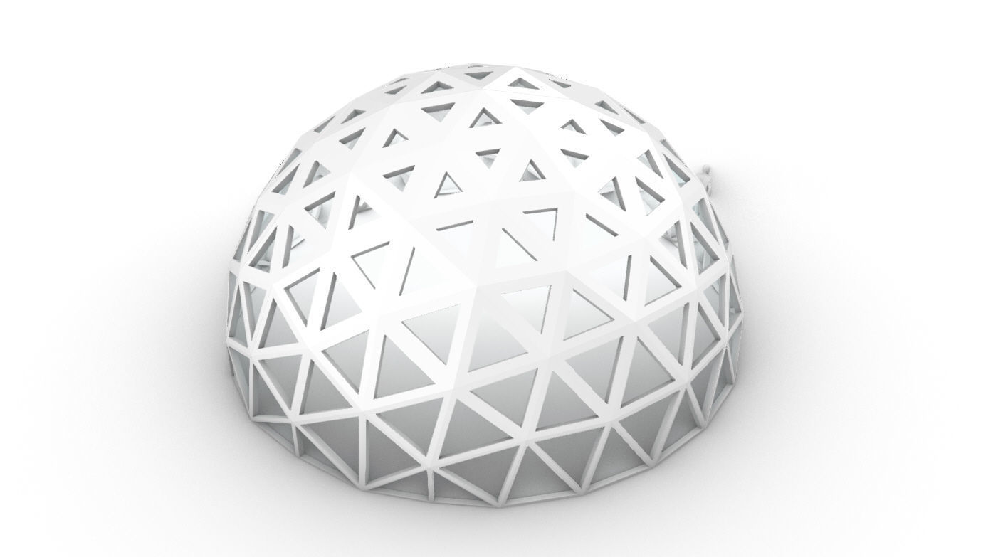 Geodesic Dome with Dynamic Perforations and glass panels 3D model_50
