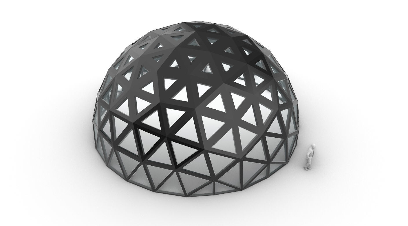 Geodesic Dome with Dynamic Perforations and glass panels 3D model_65