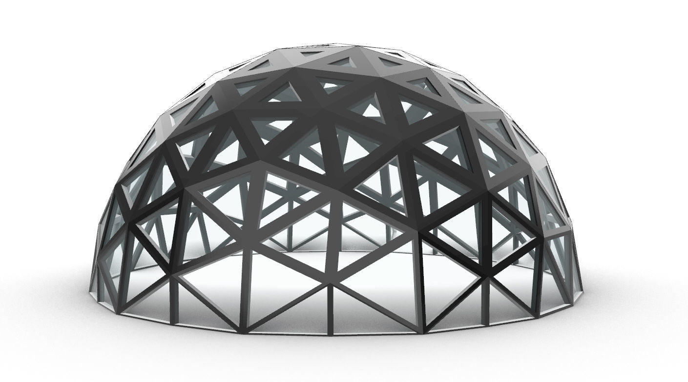 Geodesic Dome with Dynamic Perforations and glass panels 3D model_40