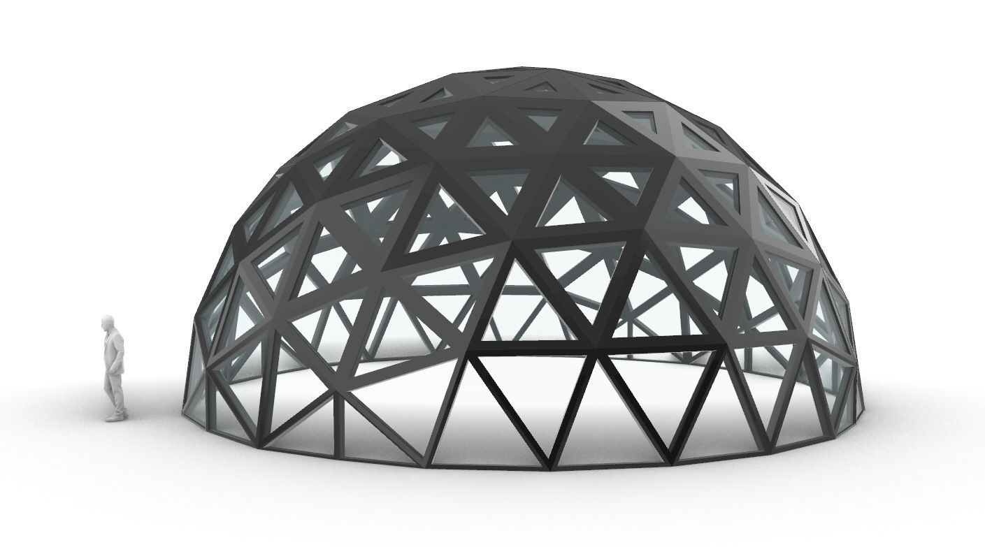 Geodesic Dome with Dynamic Perforations and glass panels 3D model_12