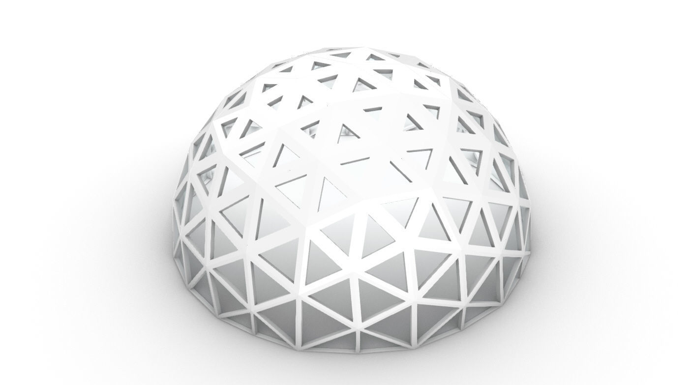 Geodesic Dome with Dynamic Perforations and glass panels 3D model_34