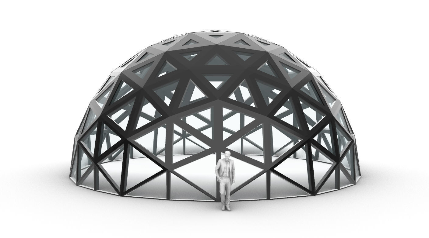 Geodesic Dome with Dynamic Perforations and glass panels 3D model_76