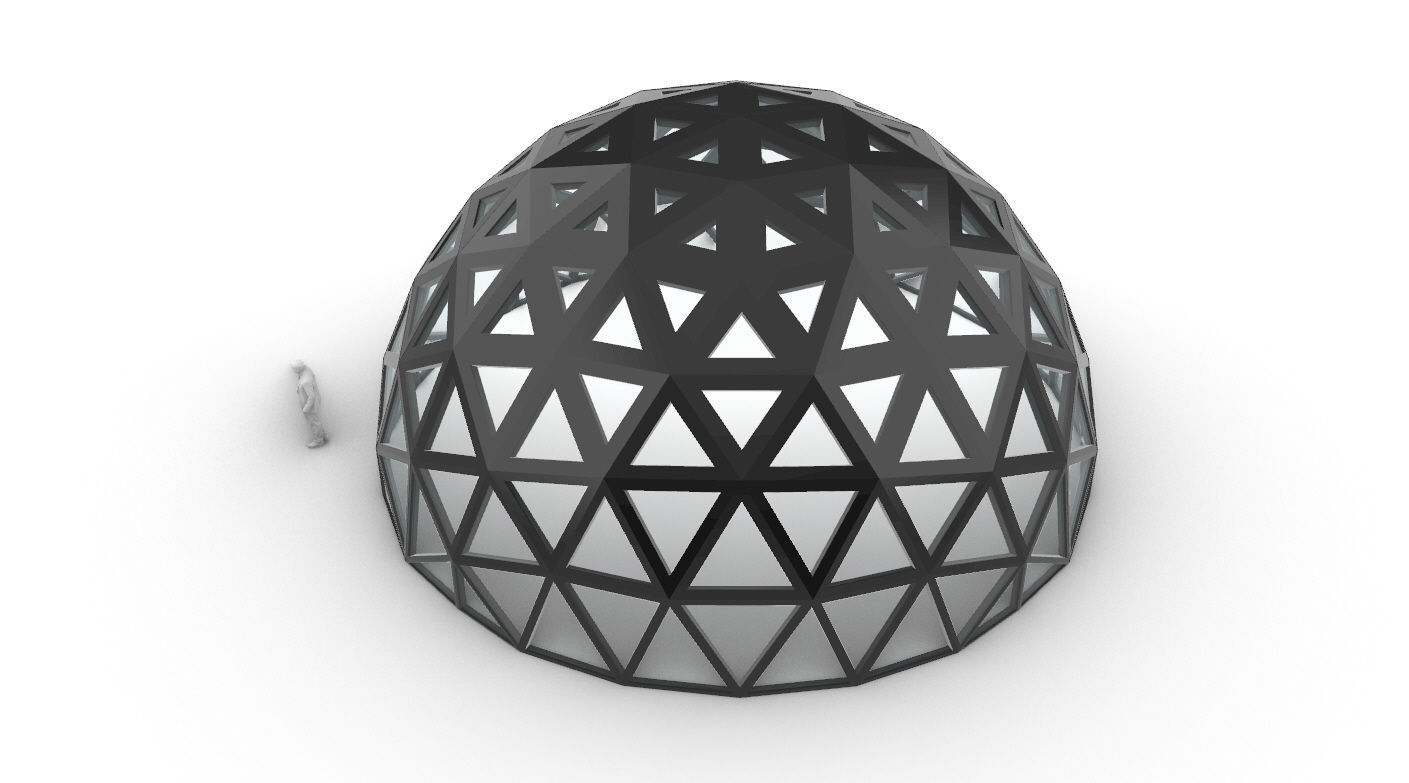 Geodesic Dome with Dynamic Perforations and glass panels 3D model_17
