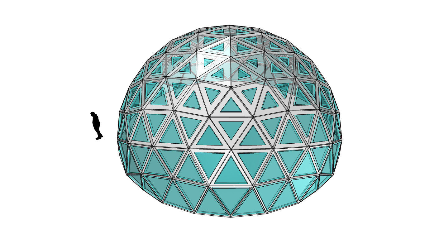 Geodesic Dome with Dynamic Perforations and glass panels 3D model_19
