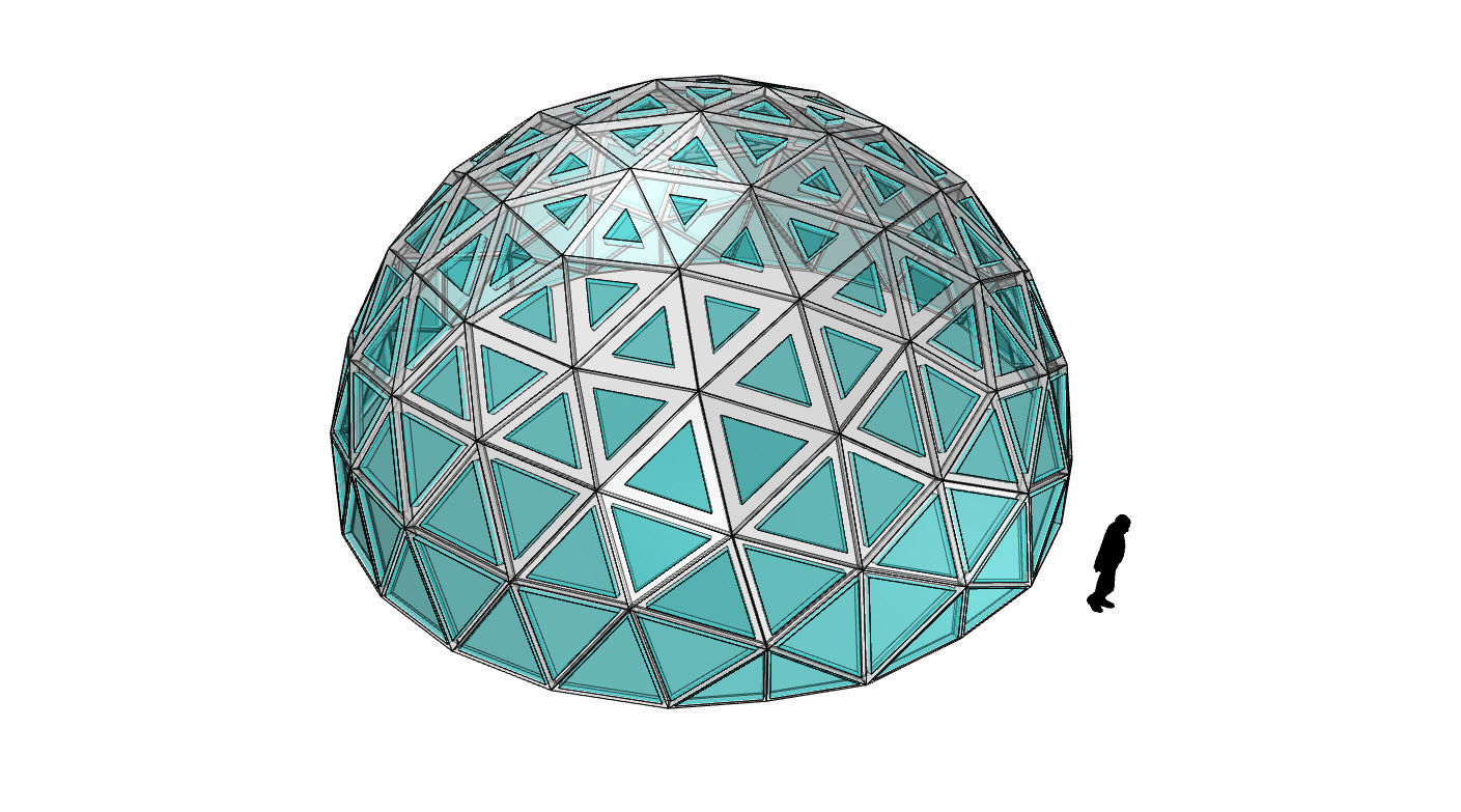 Geodesic Dome with Dynamic Perforations and glass panels 3D model_67