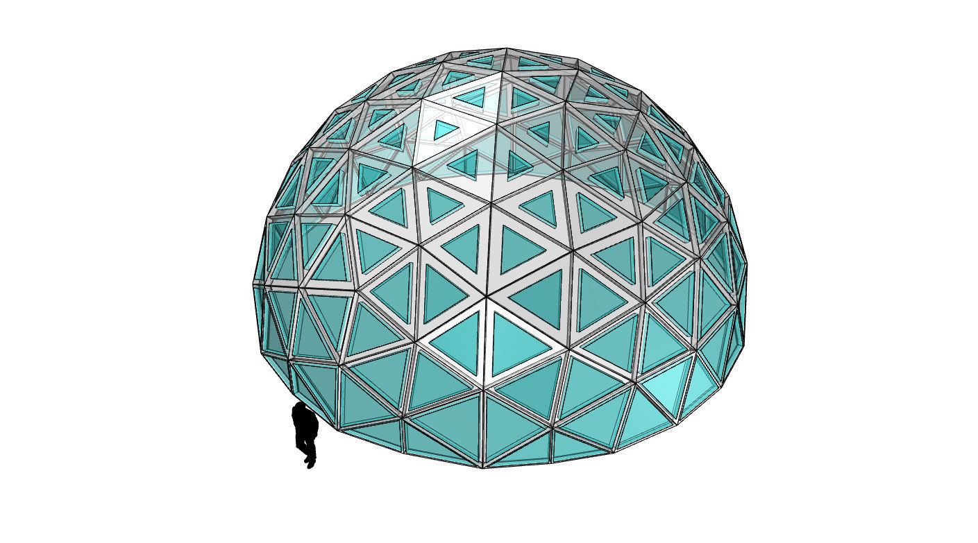 Geodesic Dome with Dynamic Perforations and glass panels 3D model_7