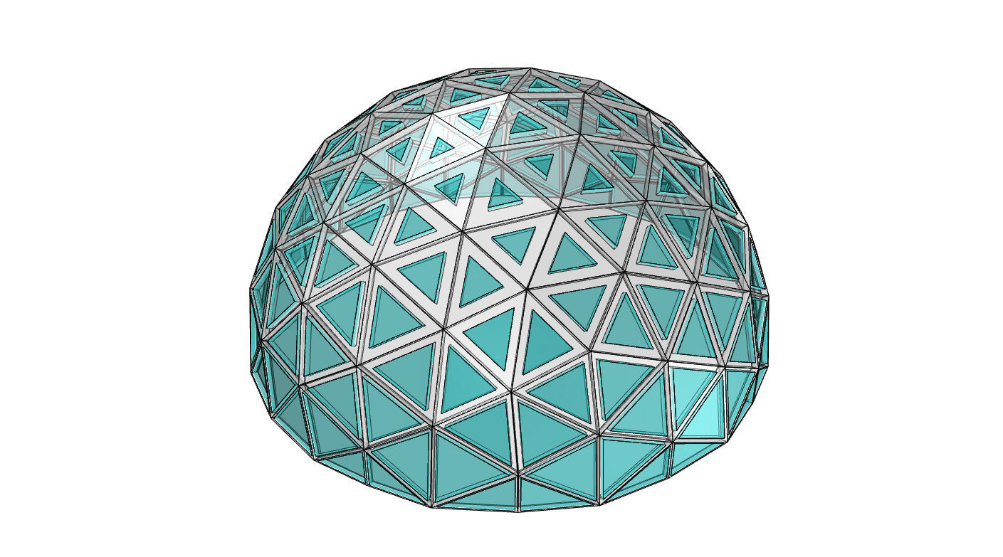 Geodesic Dome with Dynamic Perforations and glass panels 3D model_35
