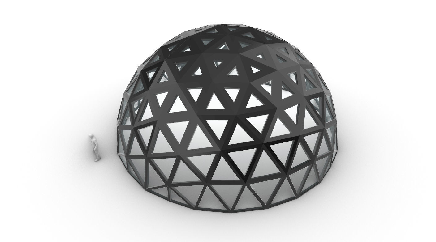 Geodesic Dome with Dynamic Perforations and glass panels 3D model_13