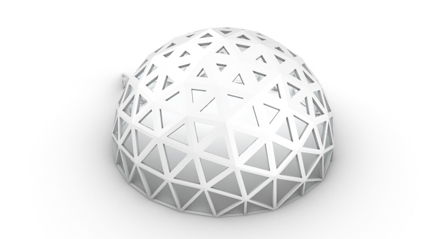 Geodesic Dome with Dynamic Perforations and glass panels 3D model_26