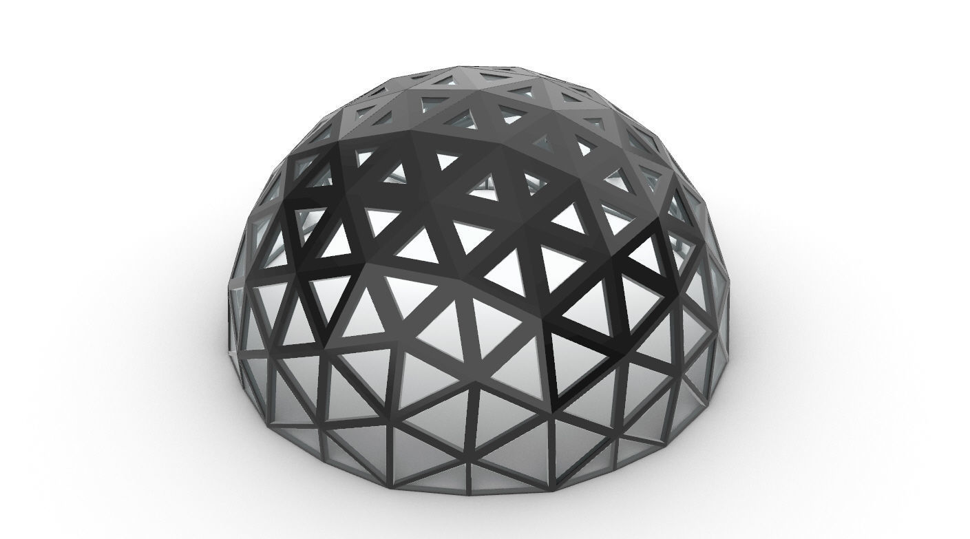 Geodesic Dome with Dynamic Perforations and glass panels 3D model_41