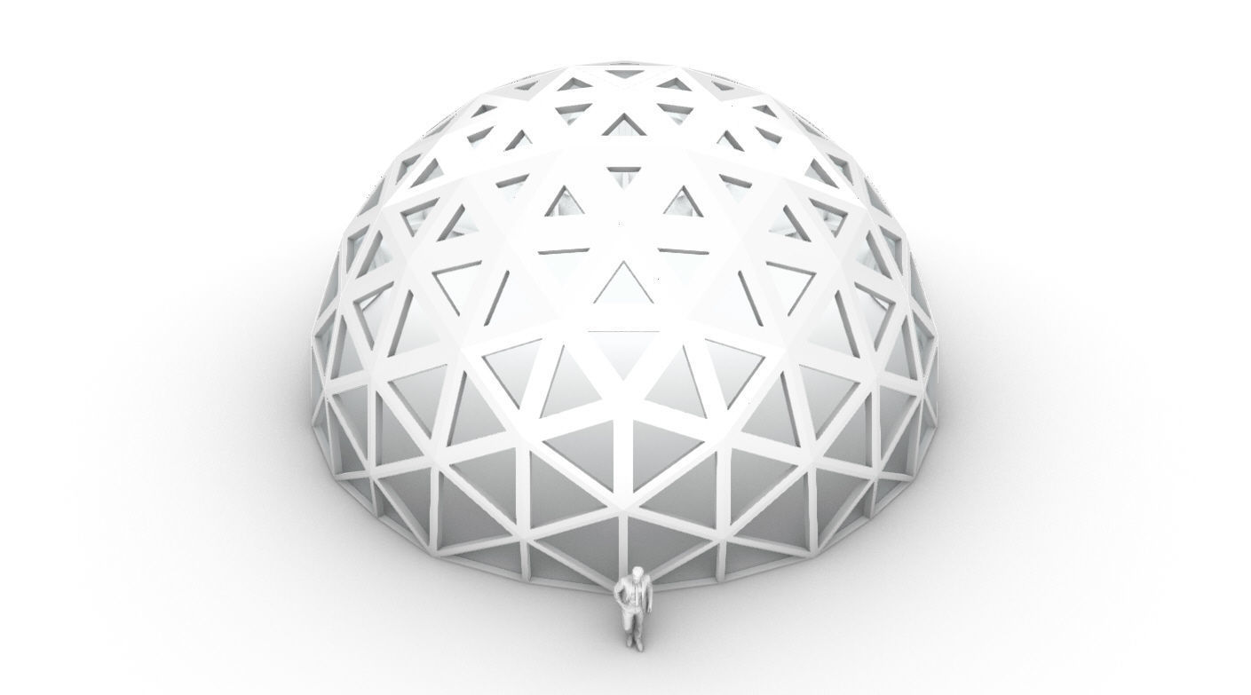 Geodesic Dome with Dynamic Perforations and glass panels 3D model_78