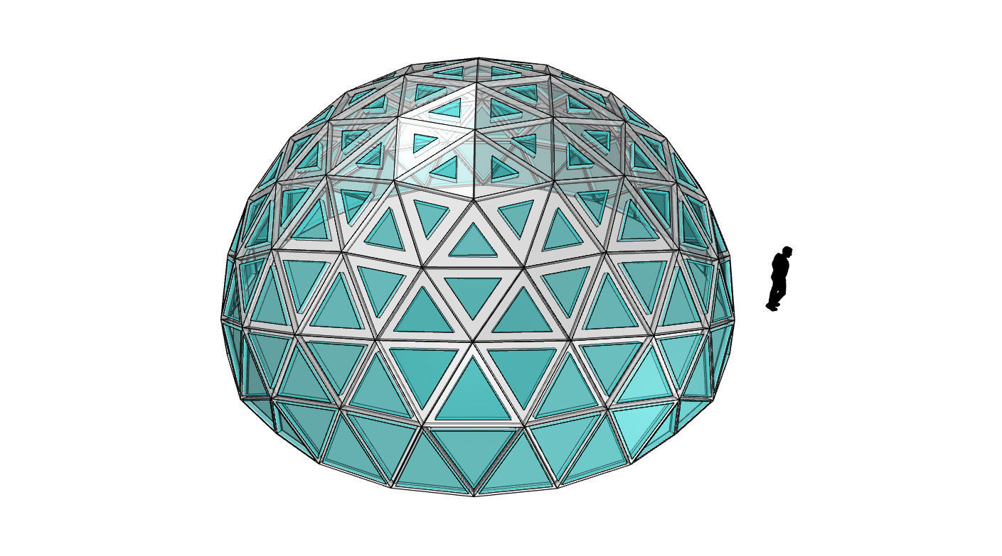 Geodesic Dome with Dynamic Perforations and glass panels 3D model_59
