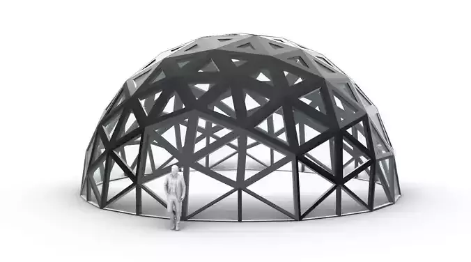 Geodesic Dome with Dynamic Perforations and glass panels
