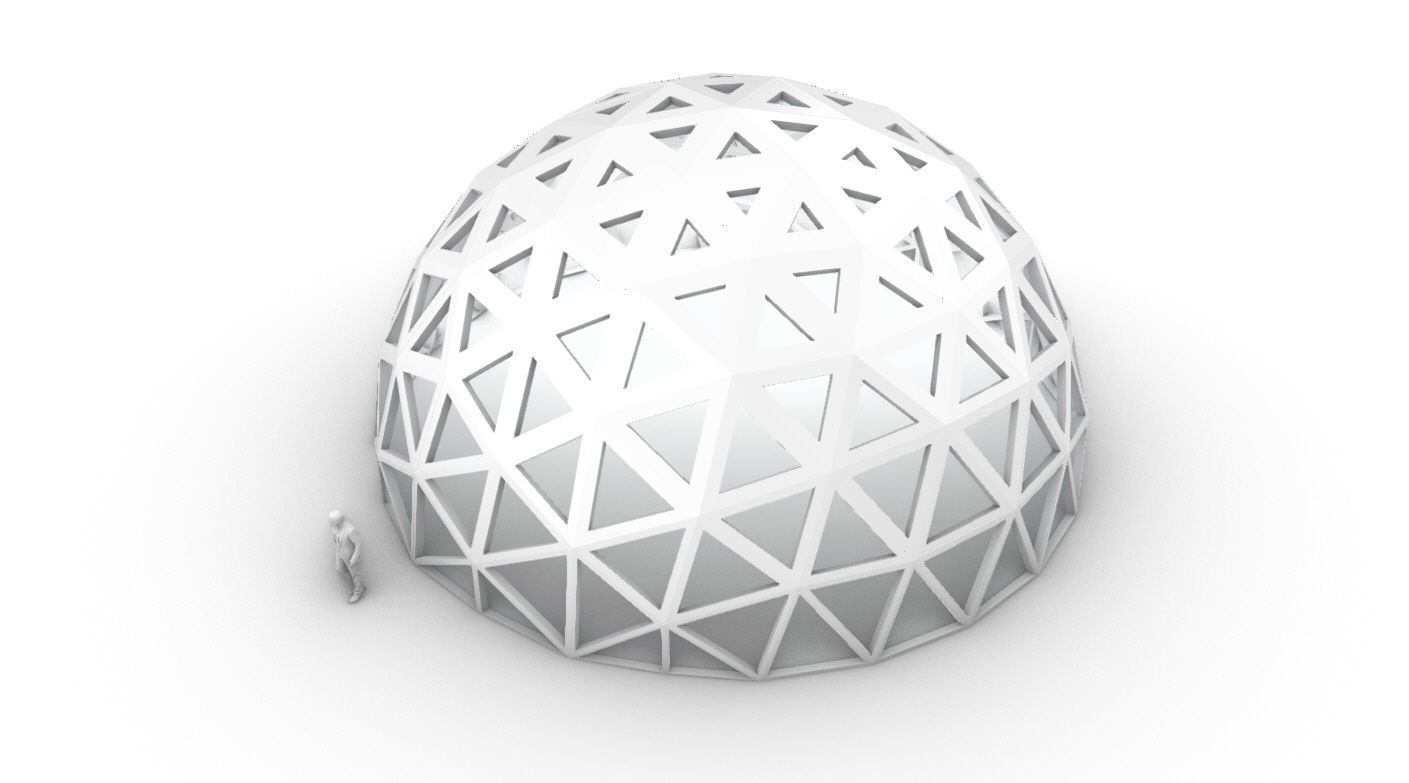 Geodesic Dome with Dynamic Perforations and glass panels 3D model_10
