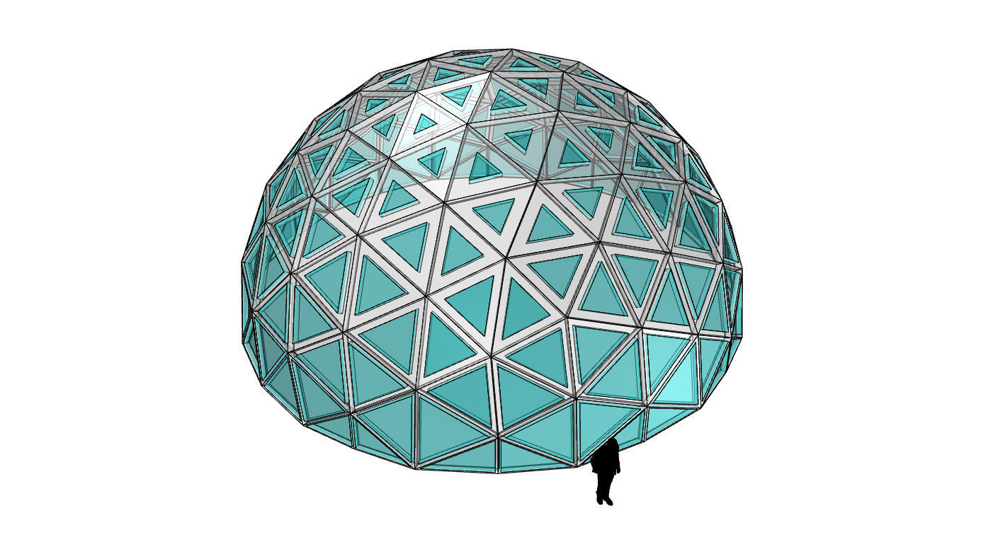 Geodesic Dome with Dynamic Perforations and glass panels 3D model_75