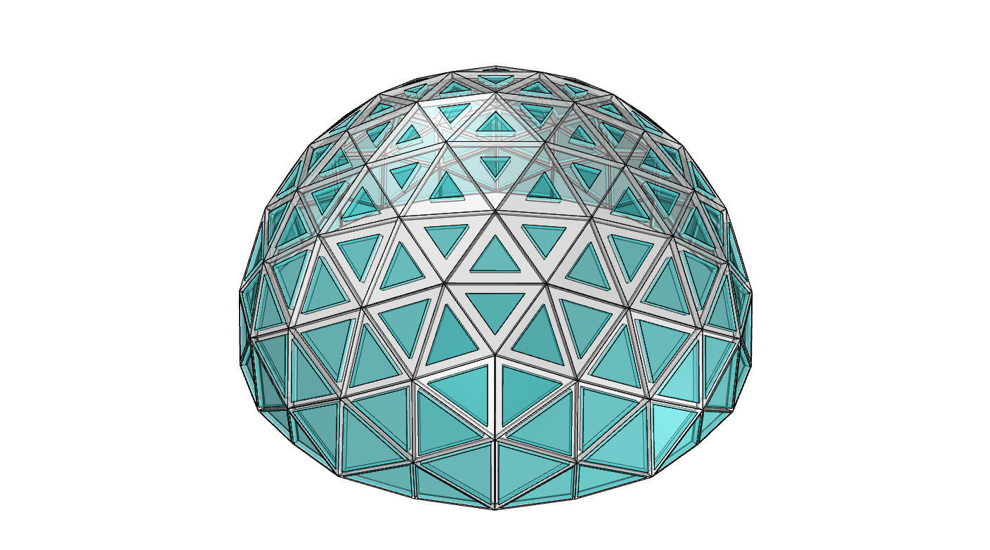 Geodesic Dome with Dynamic Perforations and glass panels 3D model_39