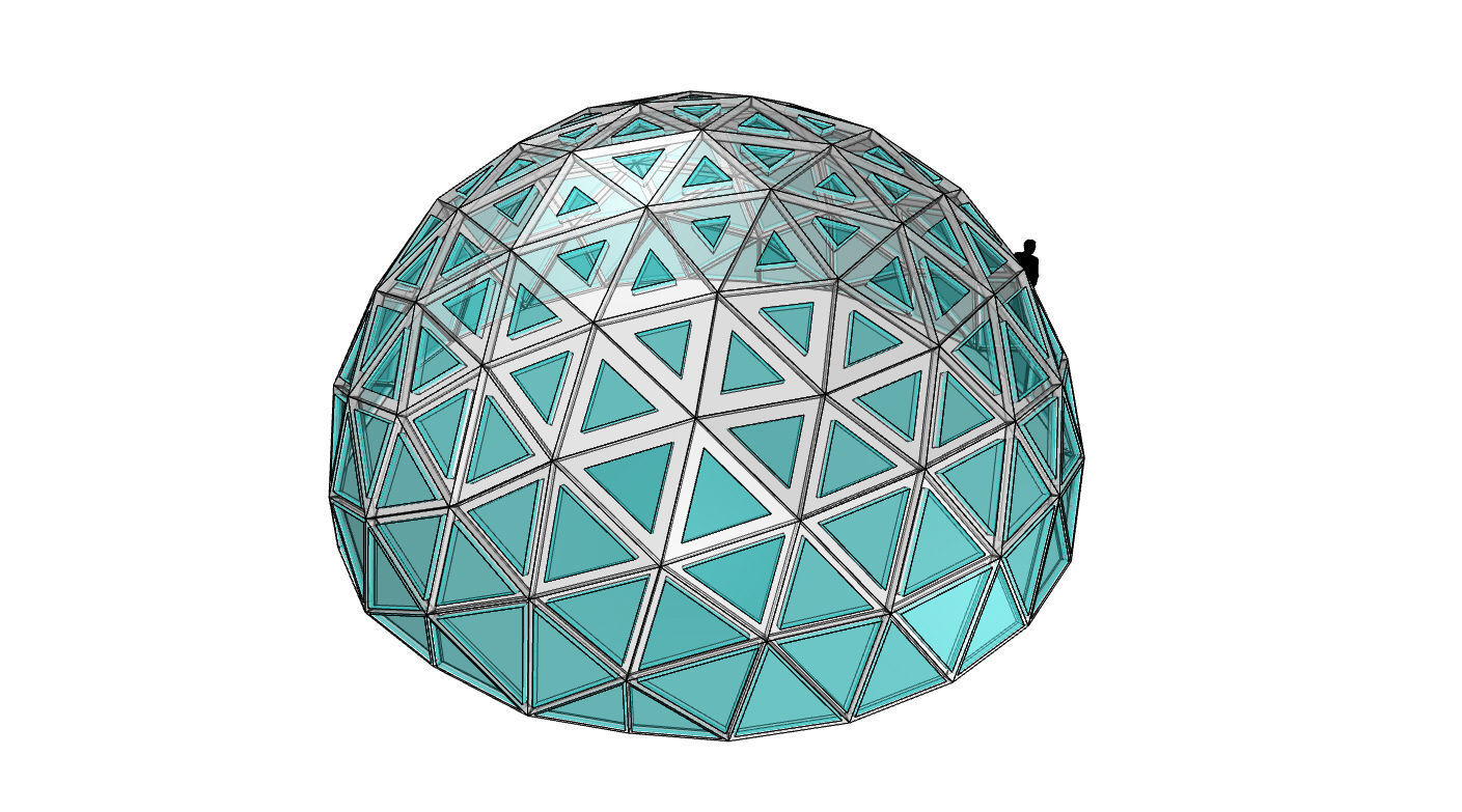 Geodesic Dome with Dynamic Perforations and glass panels 3D model_51