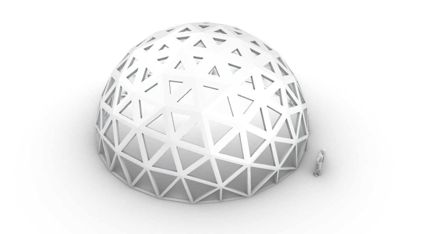 Geodesic Dome with Dynamic Perforations and glass panels 3D model_66