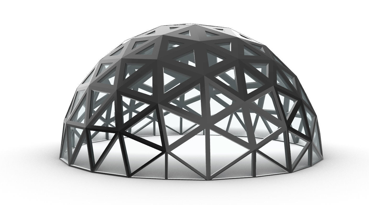 Geodesic Dome with Dynamic Perforations and glass panels 3D model_28