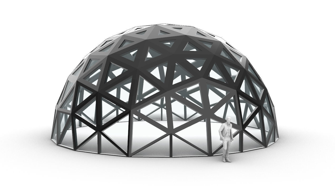 Geodesic Dome with Dynamic Perforations and glass panels 3D model_72
