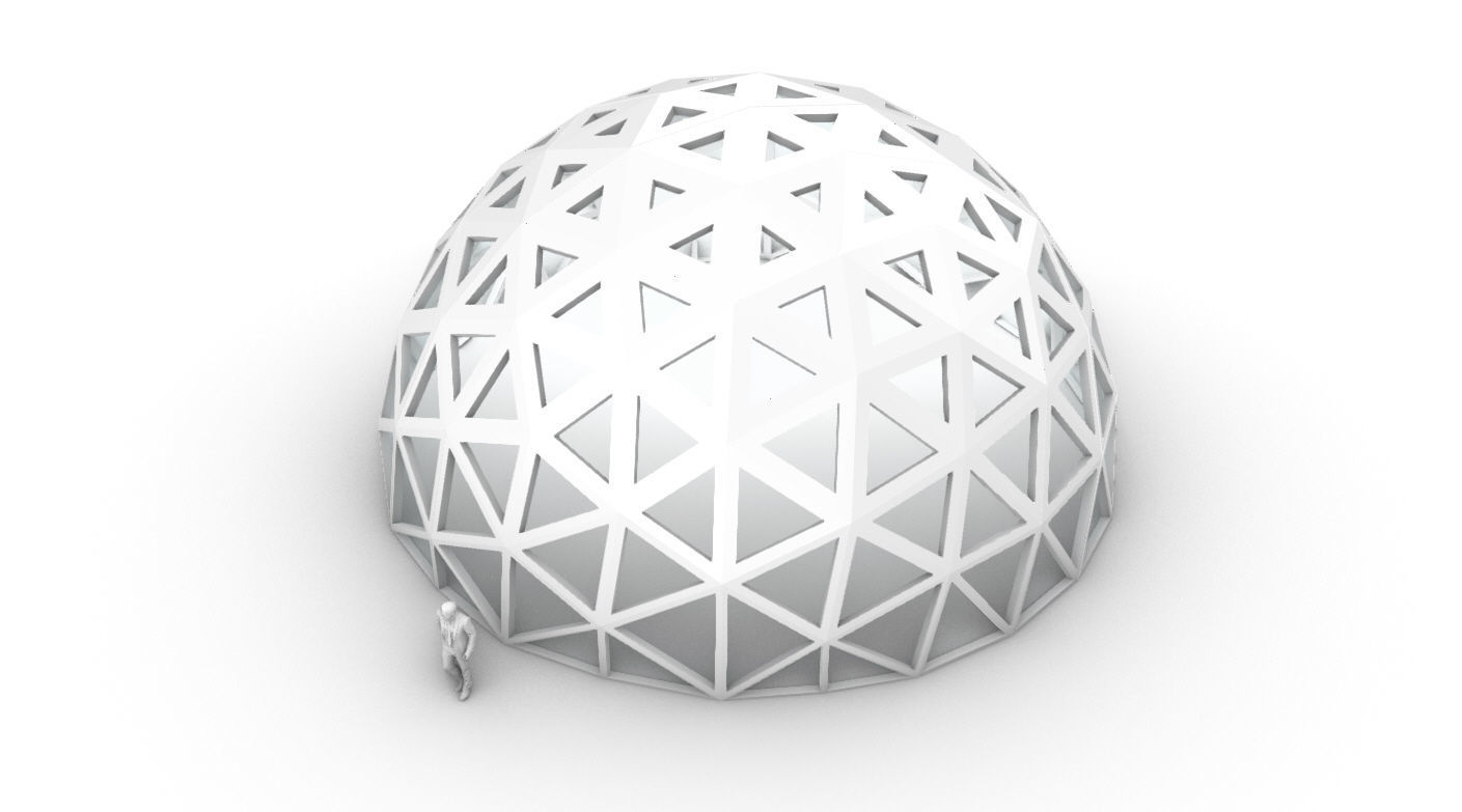 Geodesic Dome with Dynamic Perforations and glass panels 3D model_6