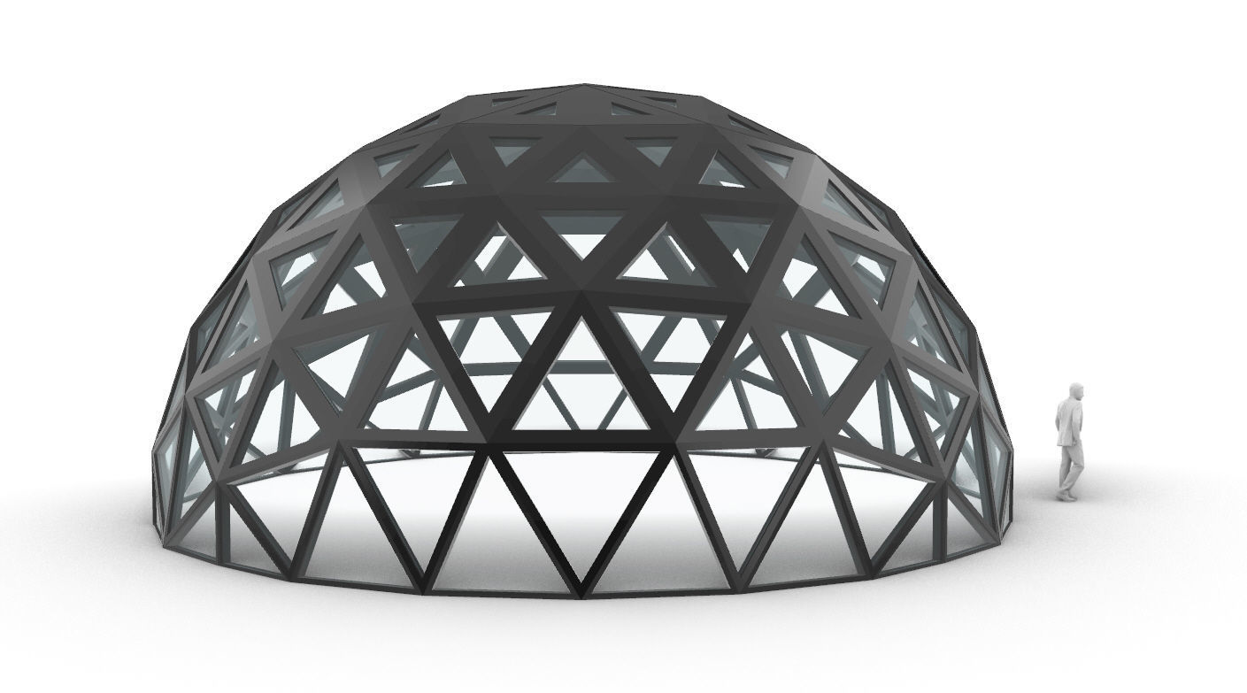 Geodesic Dome with Dynamic Perforations and glass panels 3D model_56