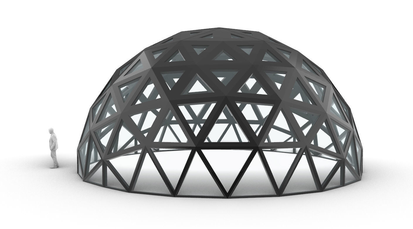 Geodesic Dome with Dynamic Perforations and glass panels 3D model_16
