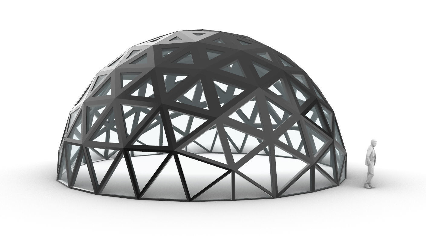 Geodesic Dome with Dynamic Perforations and glass panels 3D model_64