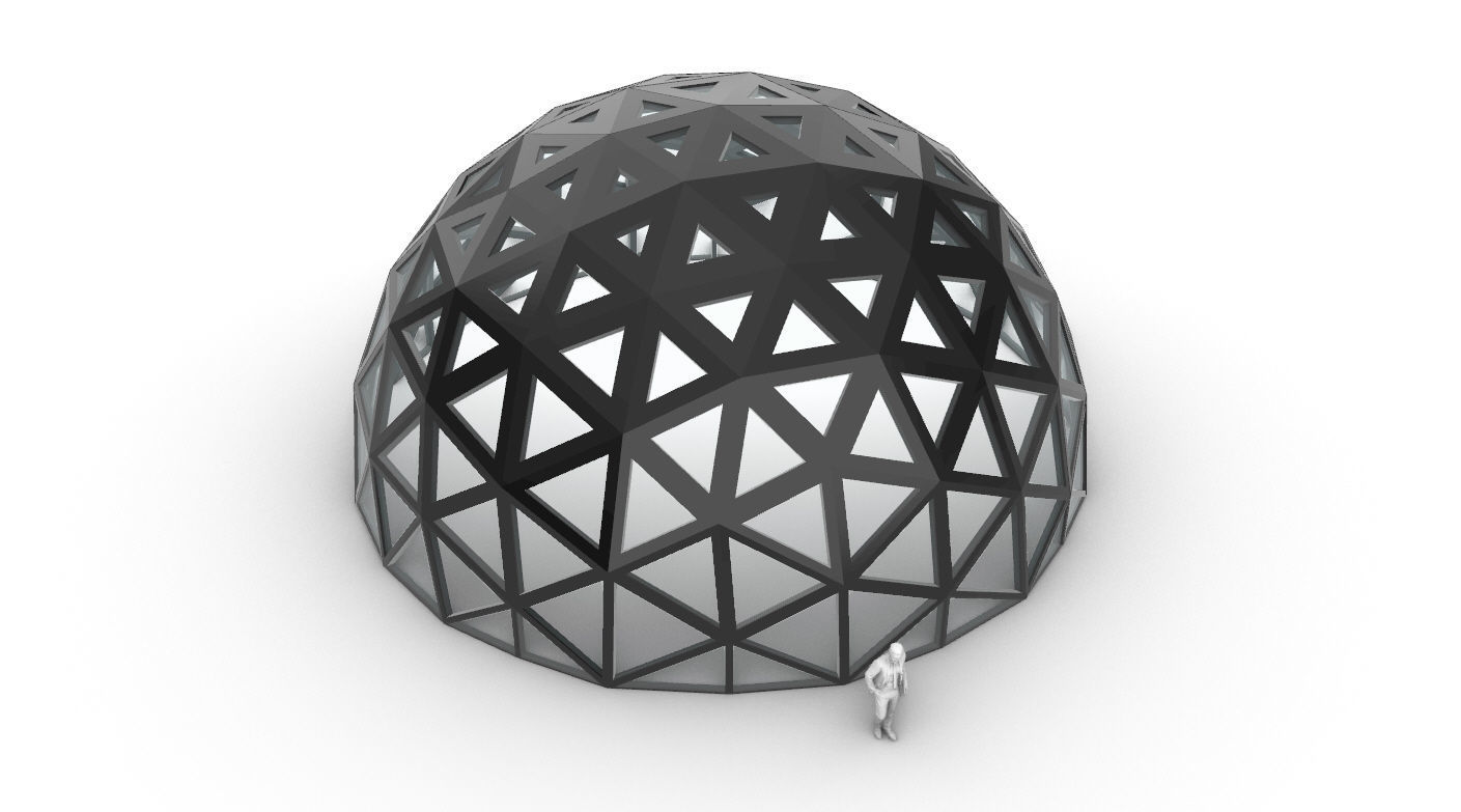Geodesic Dome with Dynamic Perforations and glass panels 3D model_73