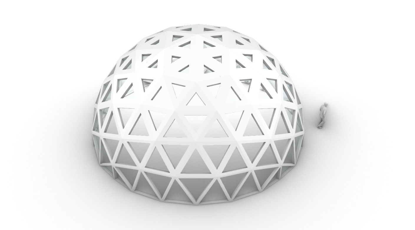 Geodesic Dome with Dynamic Perforations and glass panels 3D model_58