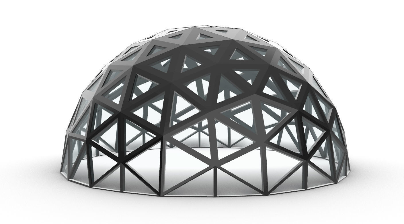 Geodesic Dome with Dynamic Perforations and glass panels 3D model_32