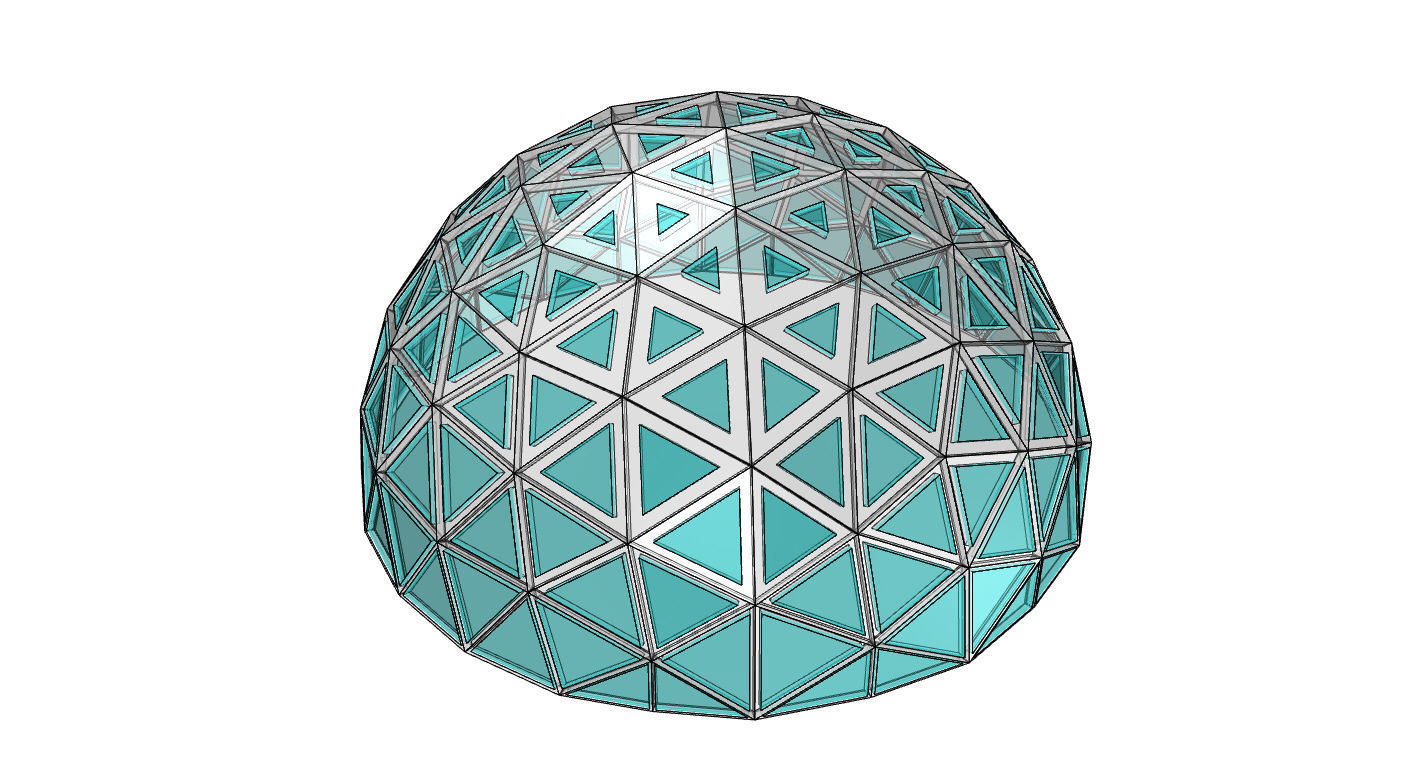 Geodesic Dome with Dynamic Perforations and glass panels 3D model_31
