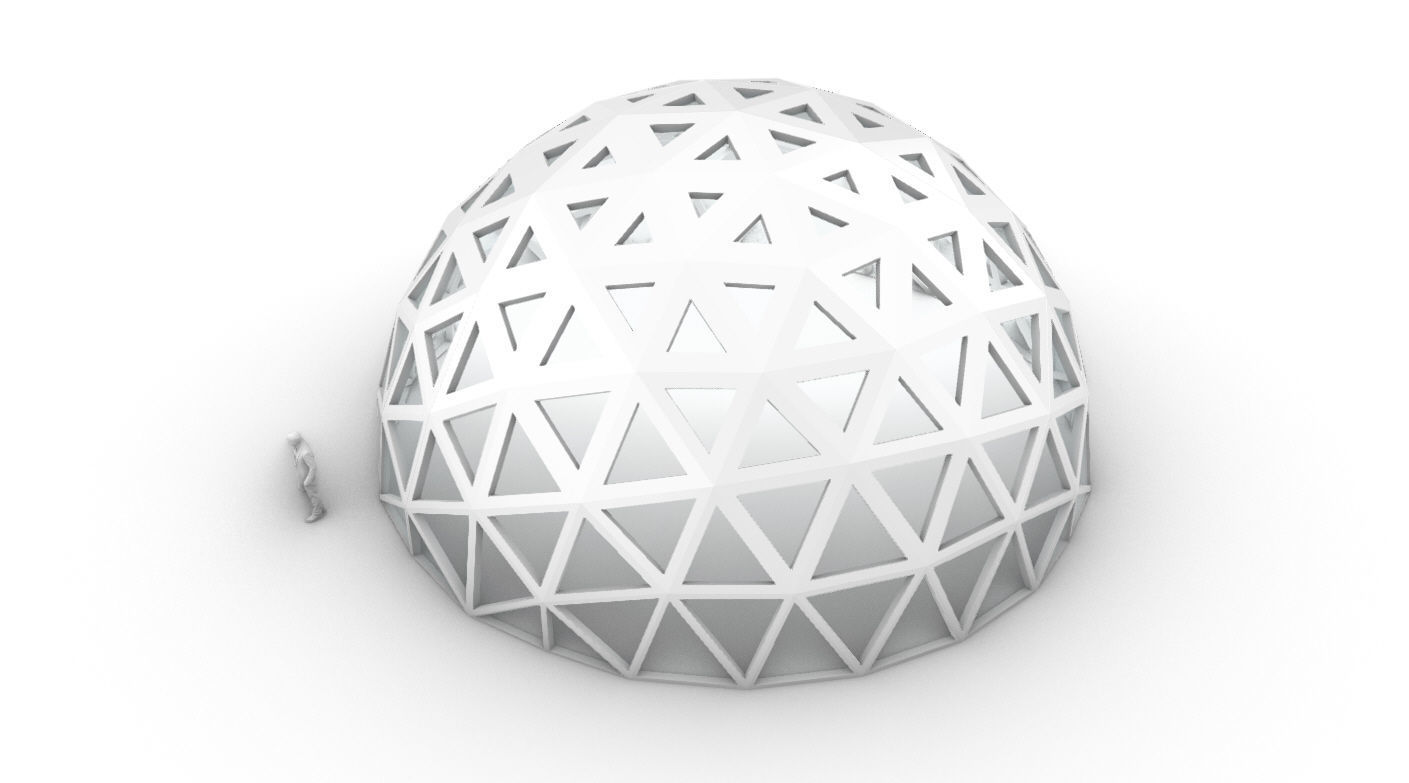 Geodesic Dome with Dynamic Perforations and glass panels 3D model_14