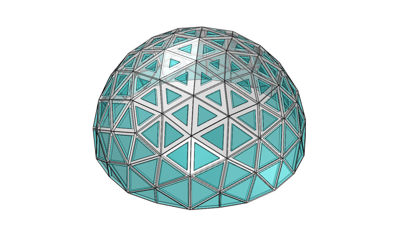 Geodesic Dome with Dynamic Perforations and glass panels 3D model_47
