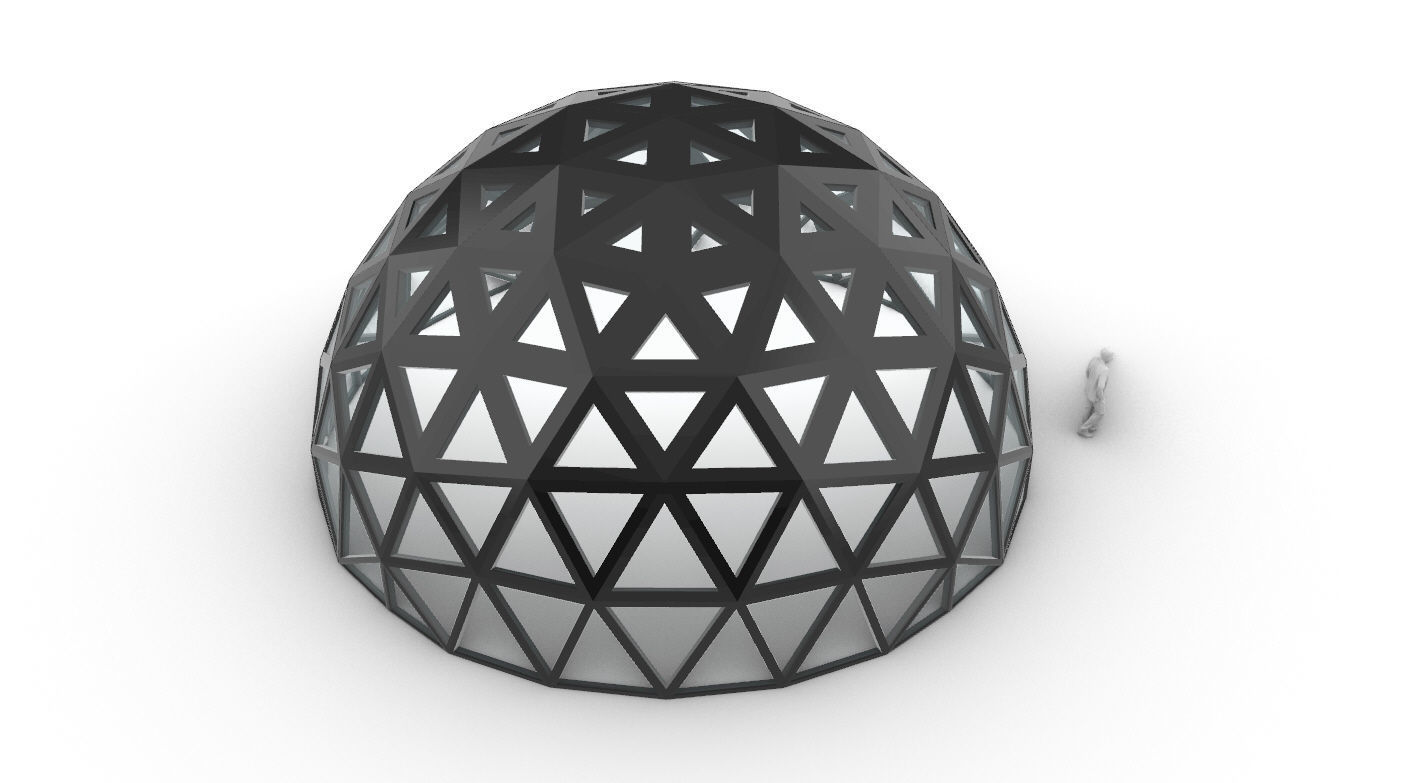 Geodesic Dome with Dynamic Perforations and glass panels 3D model_57