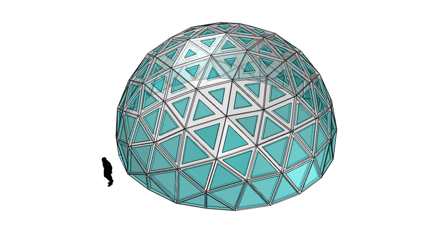 Geodesic Dome with Dynamic Perforations and glass panels 3D model_11