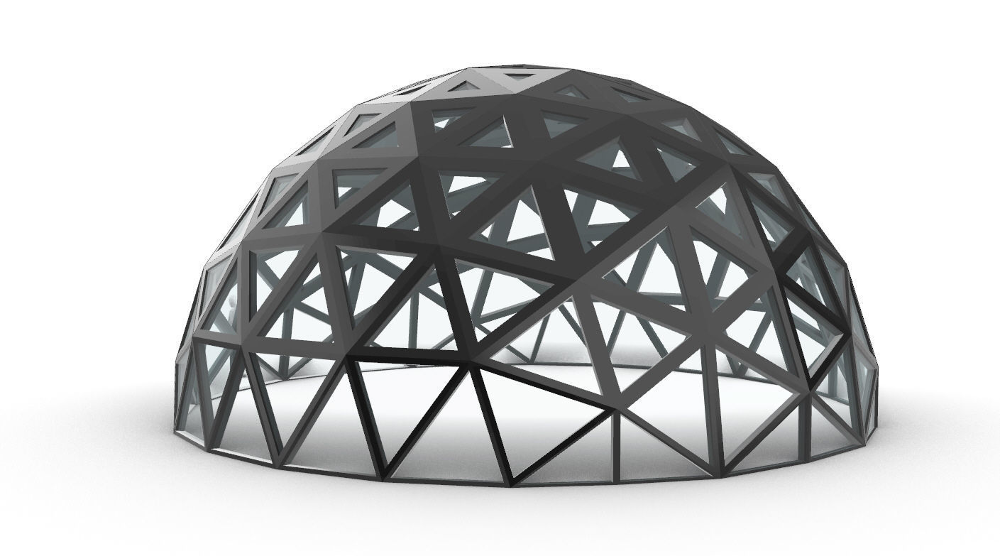 Geodesic Dome with Dynamic Perforations and glass panels 3D model_24