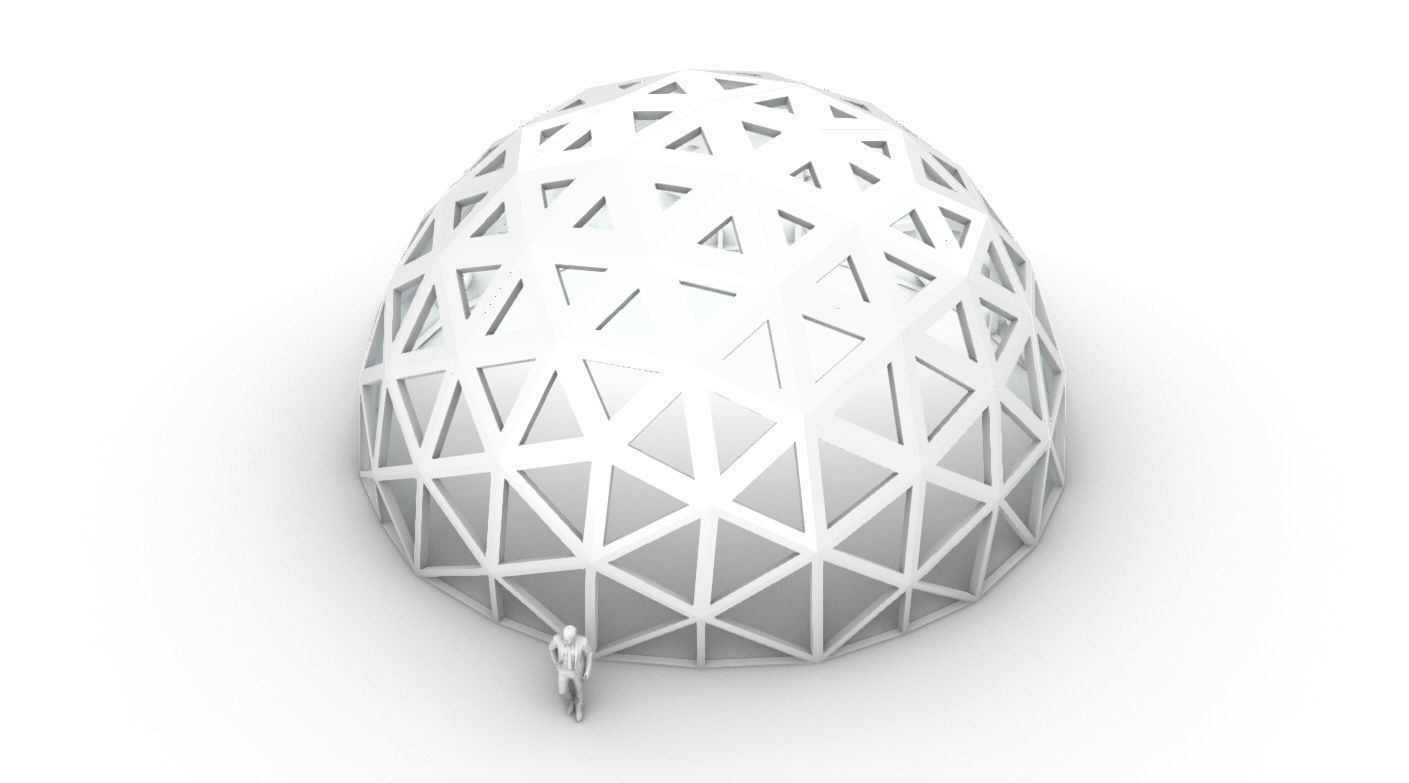 Geodesic Dome with Dynamic Perforations and glass panels 3D model_2