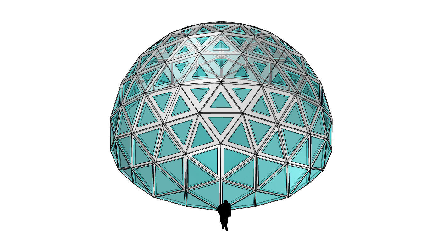 Geodesic Dome with Dynamic Perforations and glass panels 3D model_79