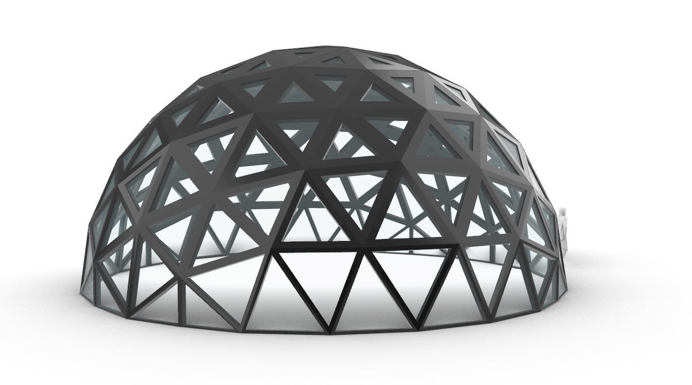 Geodesic Dome with Dynamic Perforations and glass panels 3D model_52
