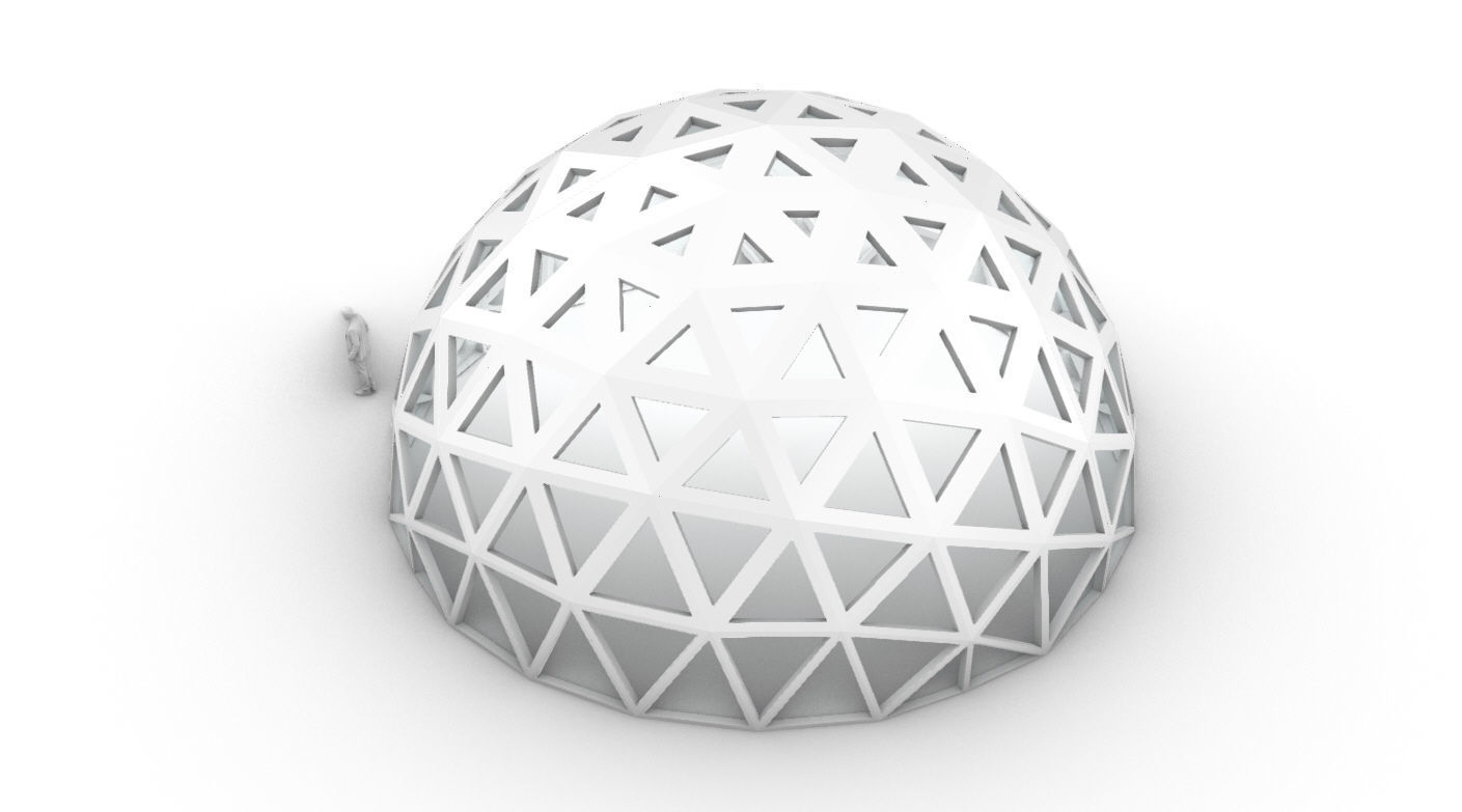 Geodesic Dome with Dynamic Perforations and glass panels 3D model_22