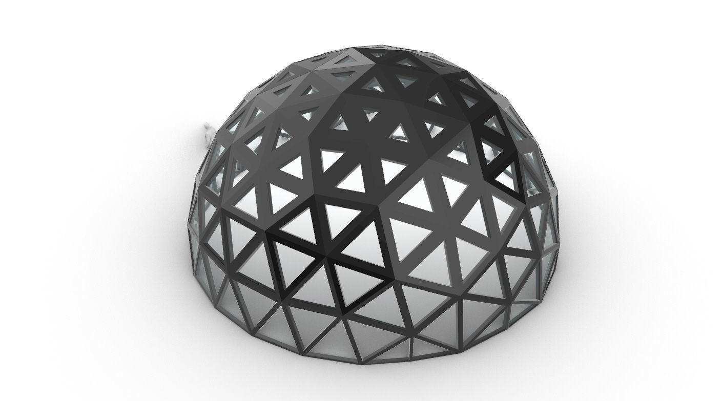 Geodesic Dome with Dynamic Perforations and glass panels 3D model_25