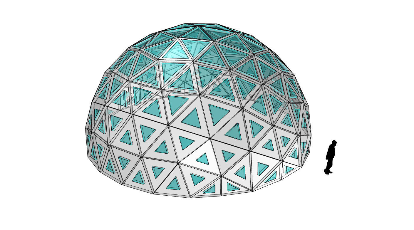 Geodesic Dome with Dynamic Perforations and glass panels 3D model_67