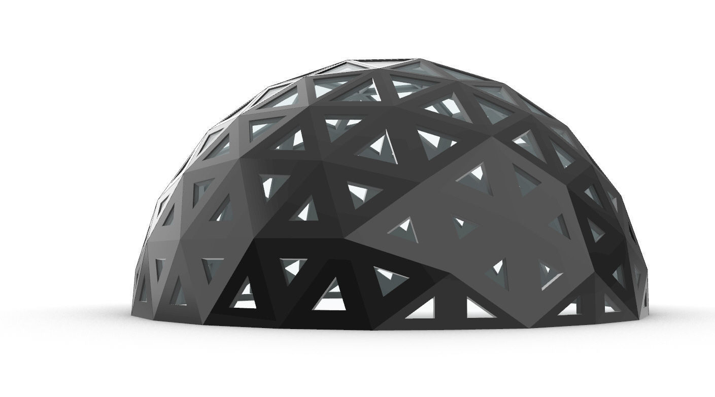 Geodesic Dome with Dynamic Perforations and glass panels 3D model_24