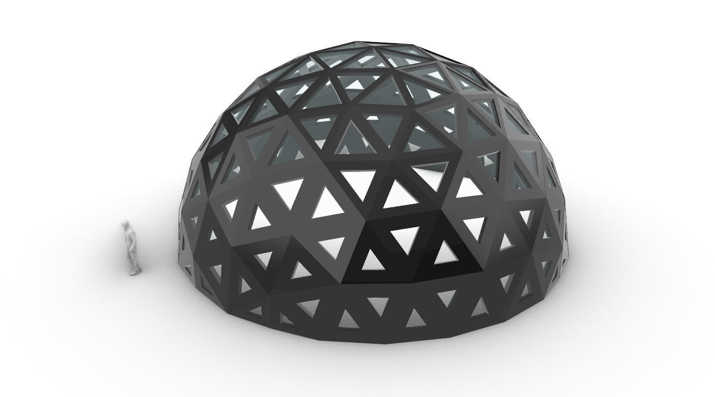 Geodesic Dome with Dynamic Perforations and glass panels 3D model_13