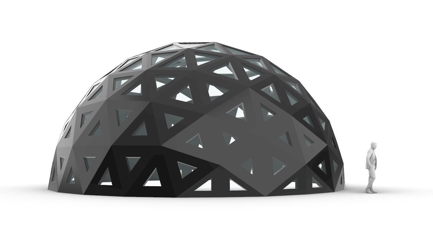 Geodesic Dome with Dynamic Perforations and glass panels 3D model_64