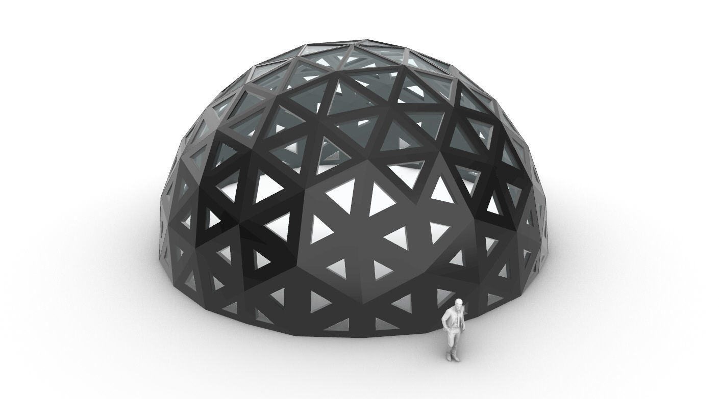 Geodesic Dome with Dynamic Perforations and glass panels 3D model_73