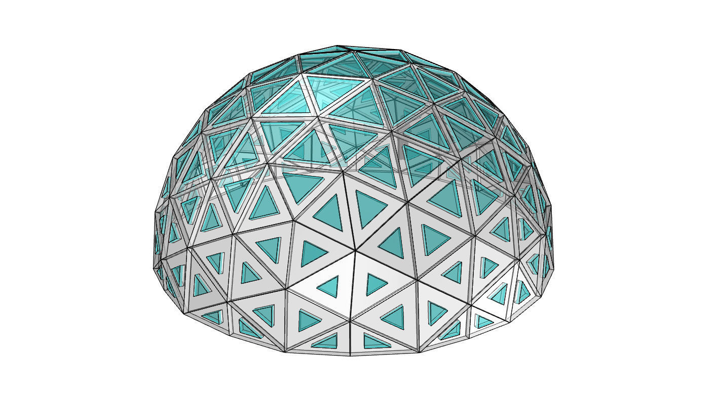 Geodesic Dome with Dynamic Perforations and glass panels 3D model_43