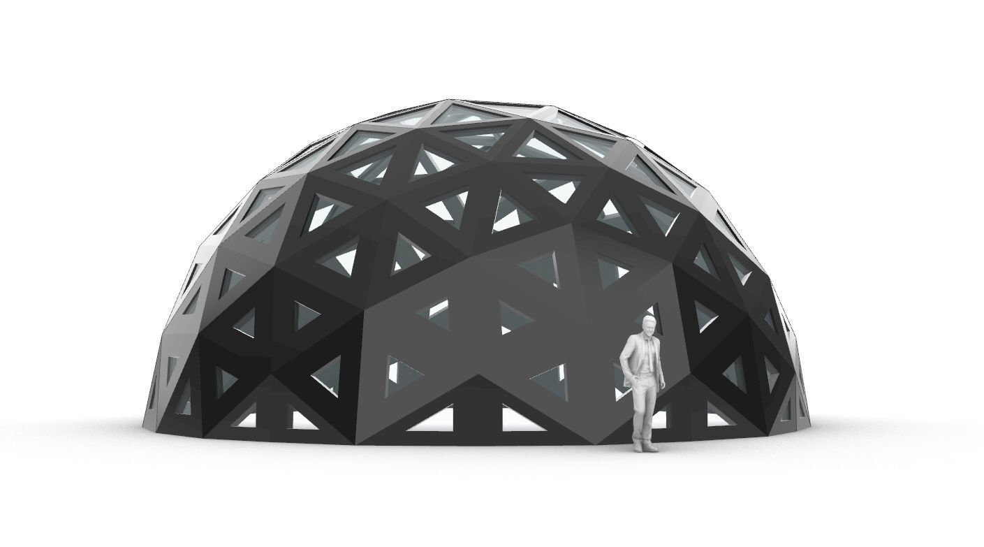 Geodesic Dome with Dynamic Perforations and glass panels 3D model_72