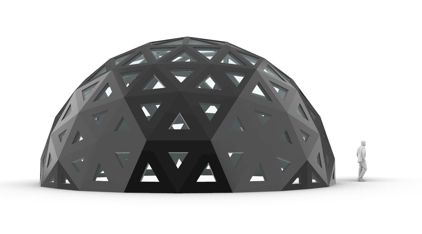 Geodesic Dome with Dynamic Perforations and glass panels 3D model_56